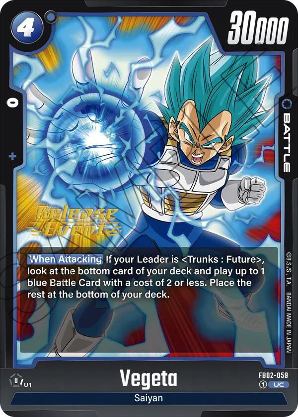 Vegeta (FB02-059) [Blazing Aura Pre-Release Cards] | Total Play