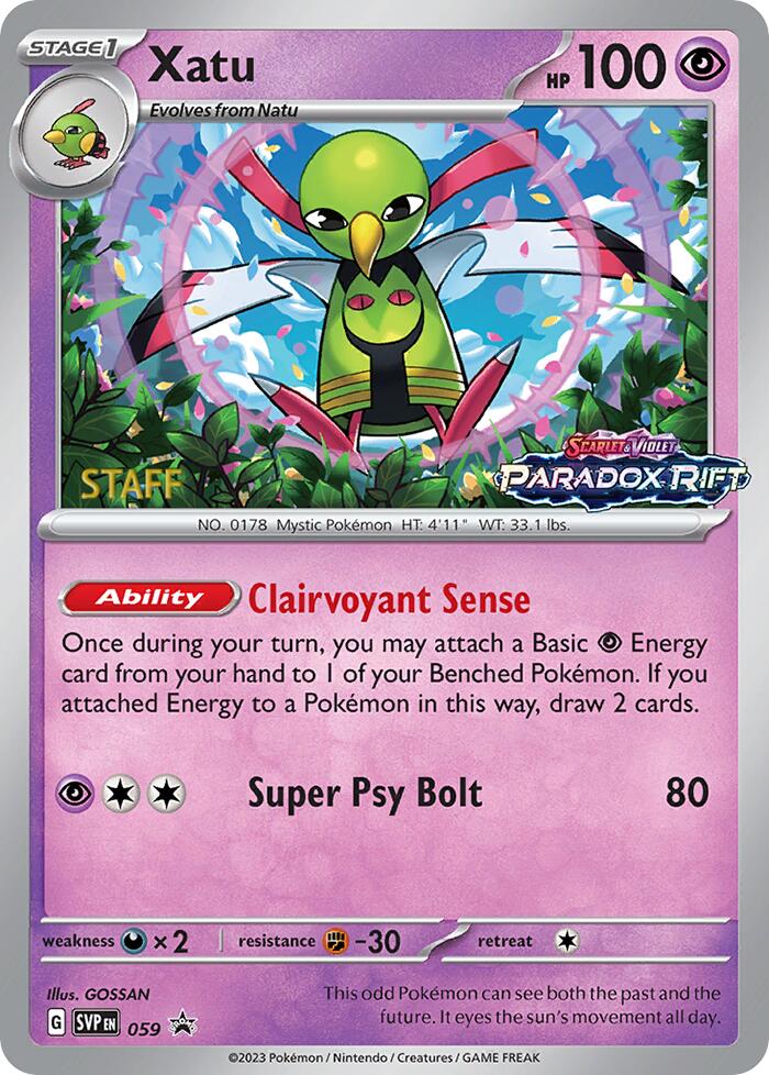 Xatu (059) (Staff Prerelease Promo) [Scarlet & Violet: Black Star Promos] | Total Play