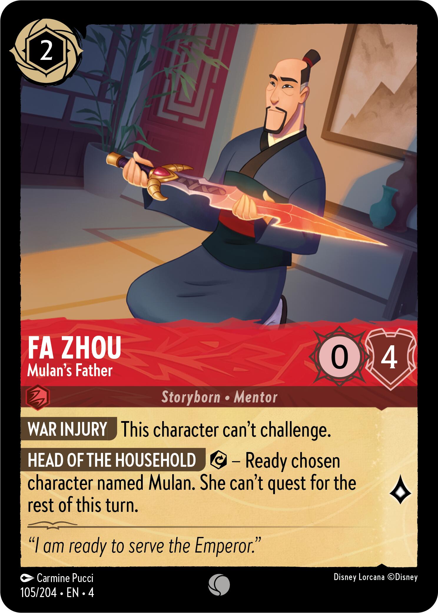 Fa Zhou - Mulan's Father (105/204) [Ursula's Return] | Total Play