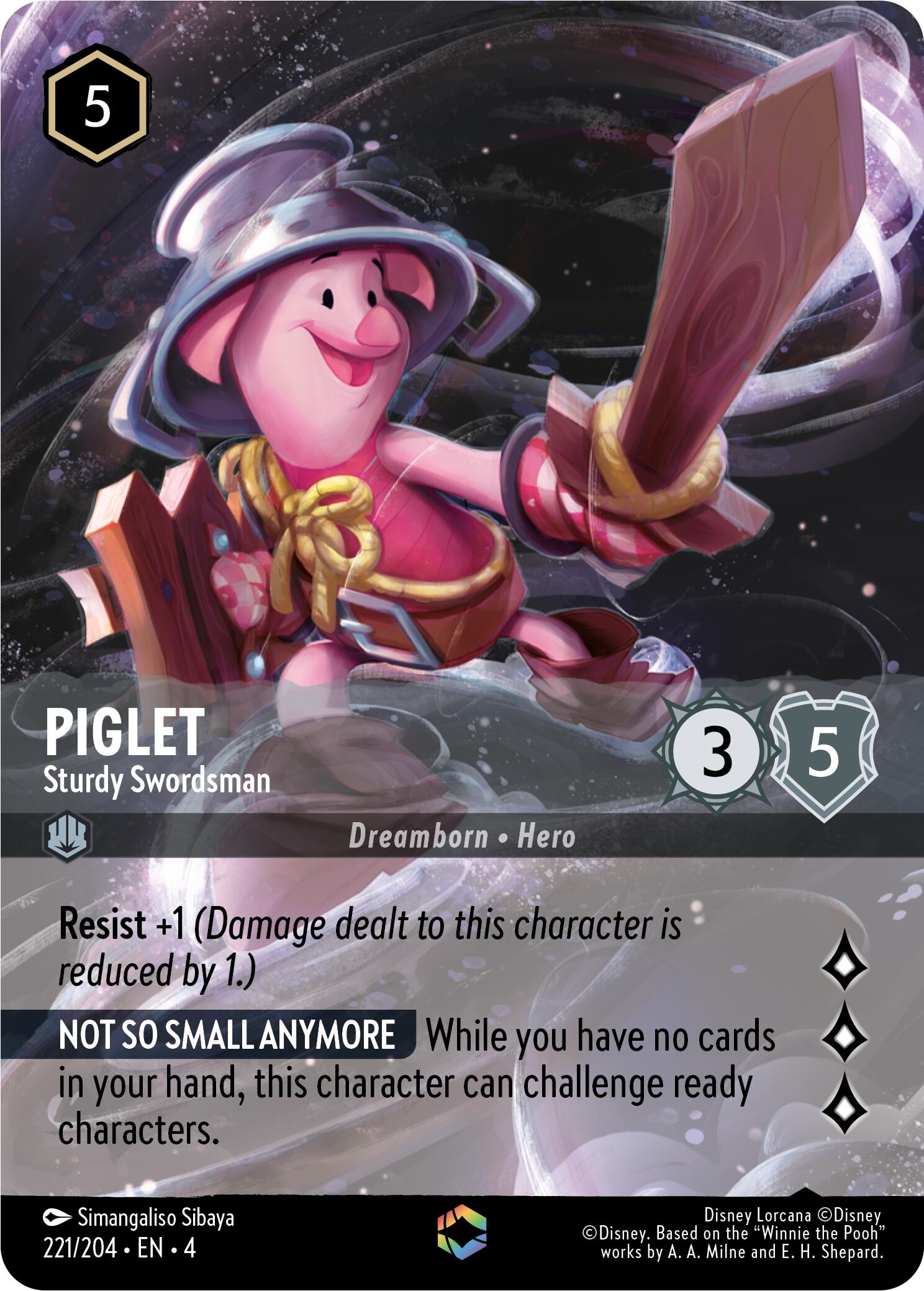 Piglet - Sturdy Swordsman (Enchanted) (221/204) [Ursula's Return] | Total Play