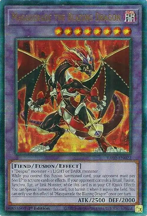 Masquerade the Blazing Dragon (PUR) [RA02-EN022] Prismatic Ultimate Rare | Total Play