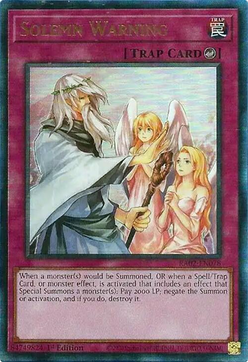 Solemn Warning (PUR) [RA02-EN078] Prismatic Ultimate Rare | Total Play