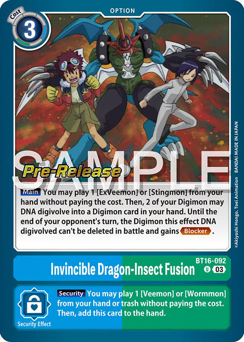 Invincible Dragon-Insect Fusion [BT16-092] [Beginning Observer Pre-Release Promos] | Total Play