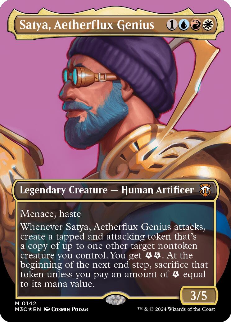 Satya, Aetherflux Genius (Borderless) (Ripple Foil) [Modern Horizons 3 Commander] | Total Play