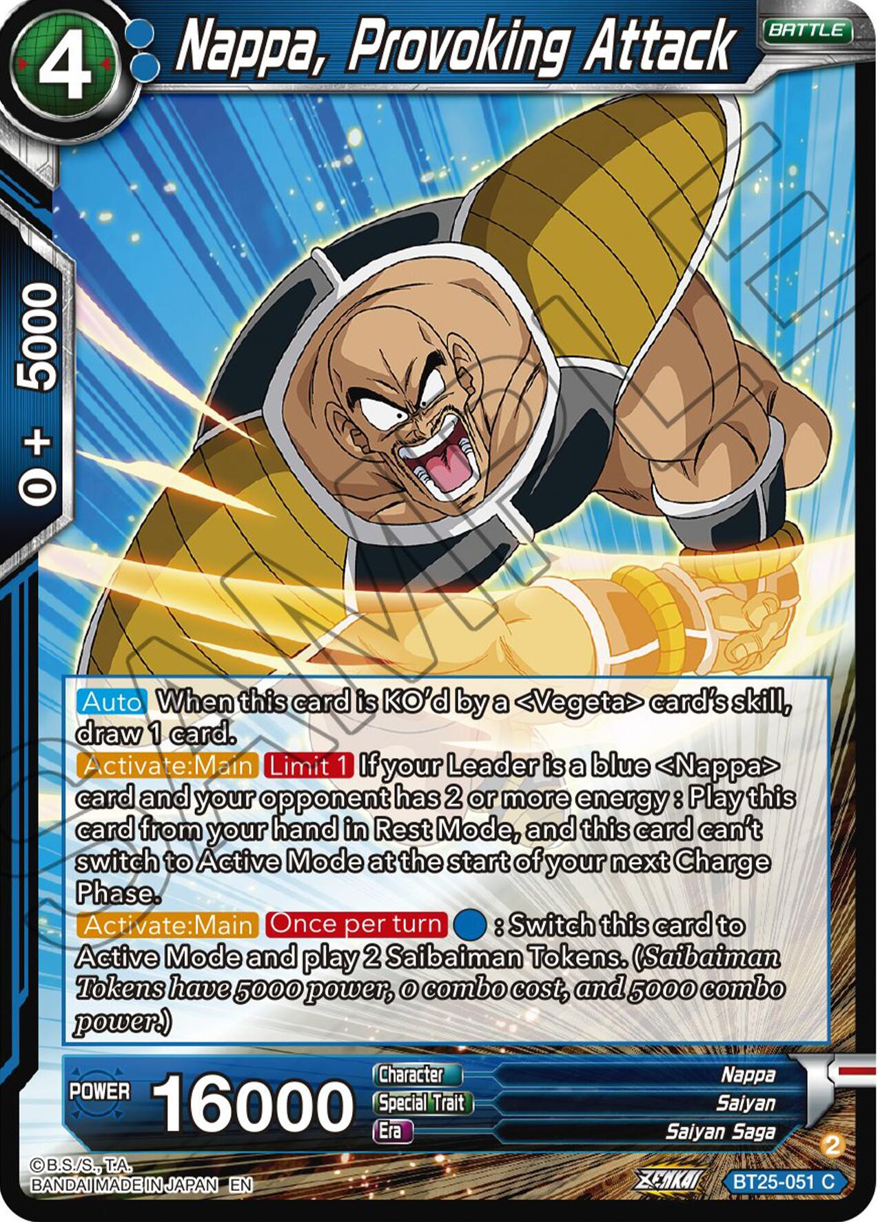 Nappa, Provoking Attack (BT25-051) [Legend of the Dragon Balls] | Total Play