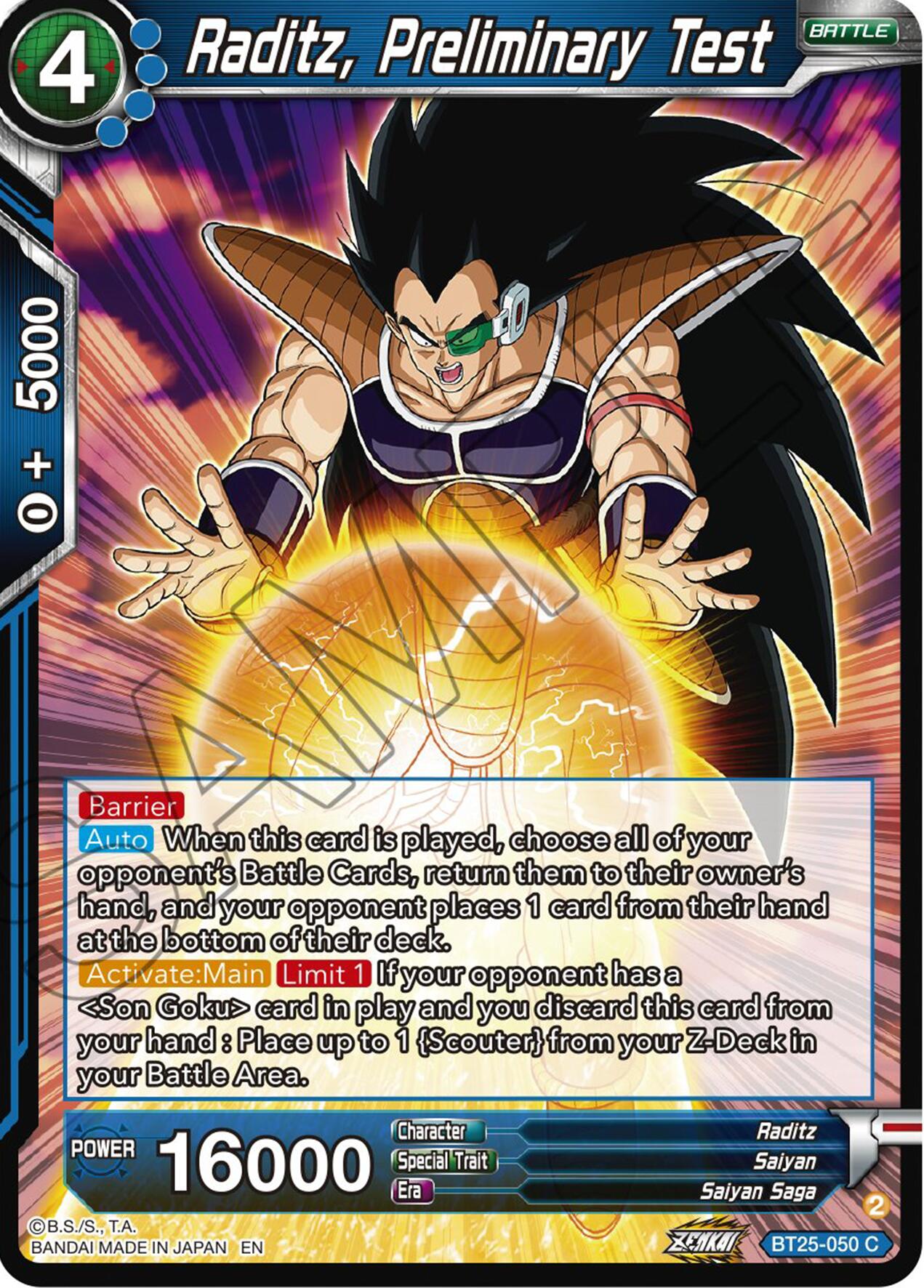 Raditz, Preliminary Test (BT25-050) [Legend of the Dragon Balls] | Total Play