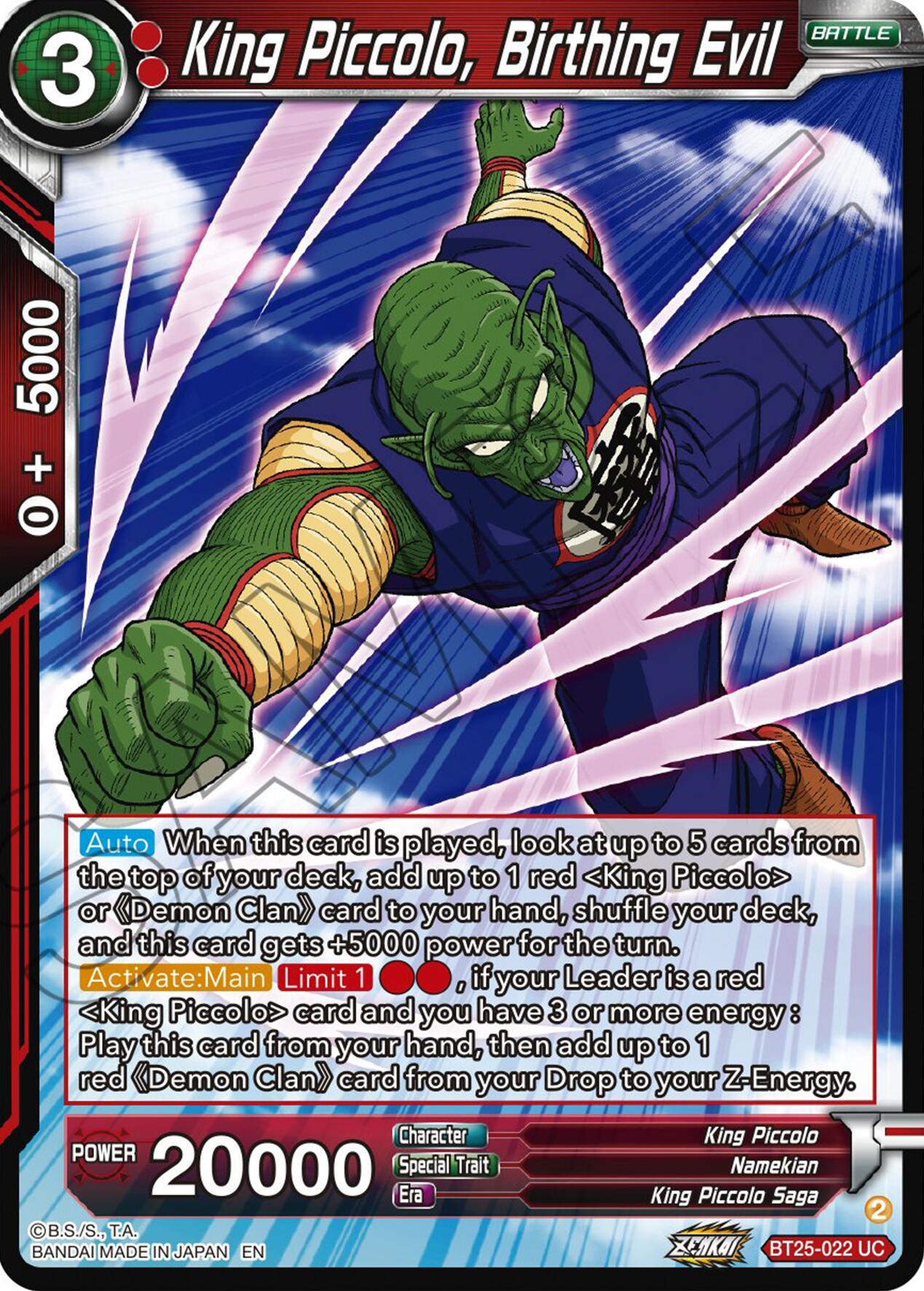 King Piccolo, Birthing Evil (BT25-022) [Legend of the Dragon Balls] | Total Play