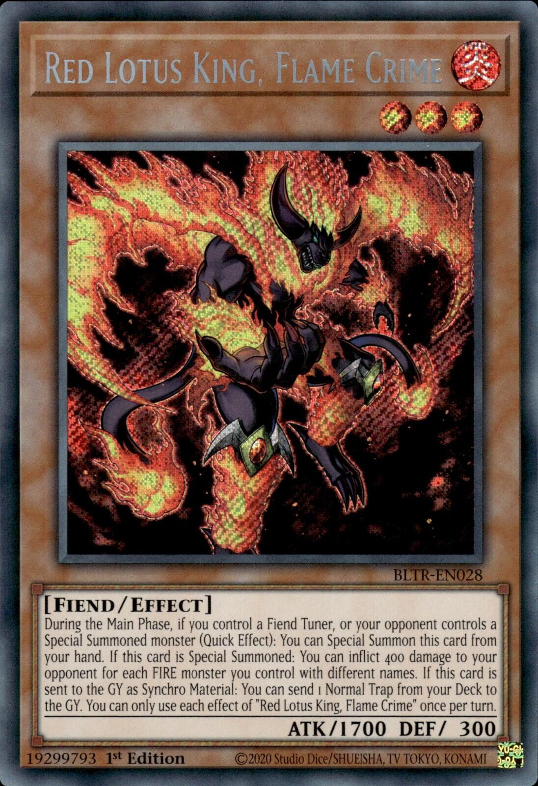 Red Lotus King, Flame Crime [BLTR-EN028] Secret Rare | Total Play