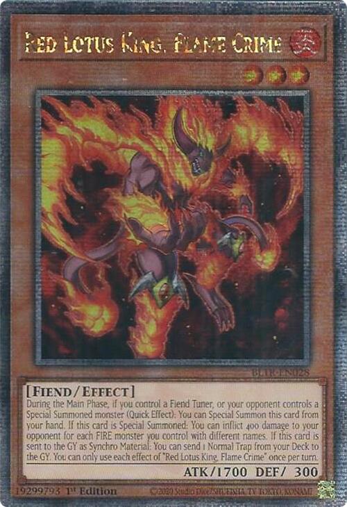 Red Lotus King, Flame Crime (Quarter Century Secret Rare) [BLTR-EN028] Quarter Century Secret Rare | Total Play