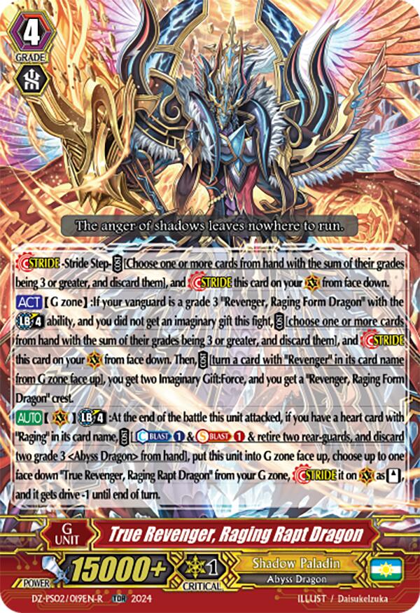 True Revenger, Raging Rapt Dragon (TDR) (DZ-PS02/019EN-R) [DZ-PS02: Premium Deckset “Revenger”] | Total Play