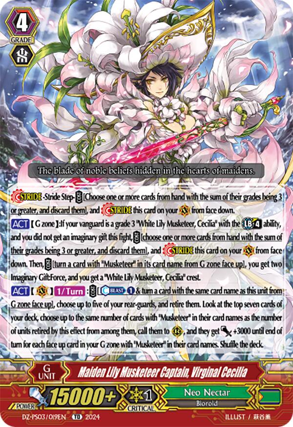 Maiden Lily Musketeer Captain, Virginal Cecilia (DZ-PS03/019EN) [Premium Deckset "Musketeer"] | Total Play