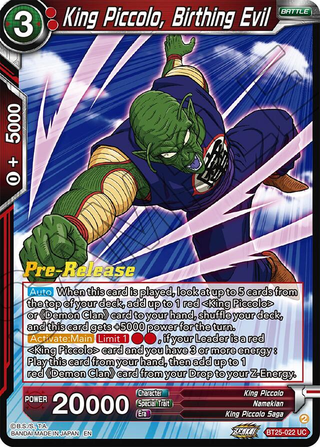King Piccolo, Birthing Evil (BT25-022) [Legend of the Dragon Balls Prerelease Promos] | Total Play