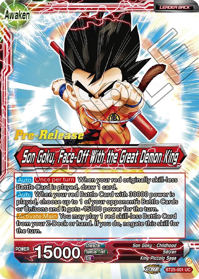 Son Goku // Son Goku Face-Off With the Great Demon King (BT25-001) [Legend of the Dragon Balls Prerelease Promos] | Total Play