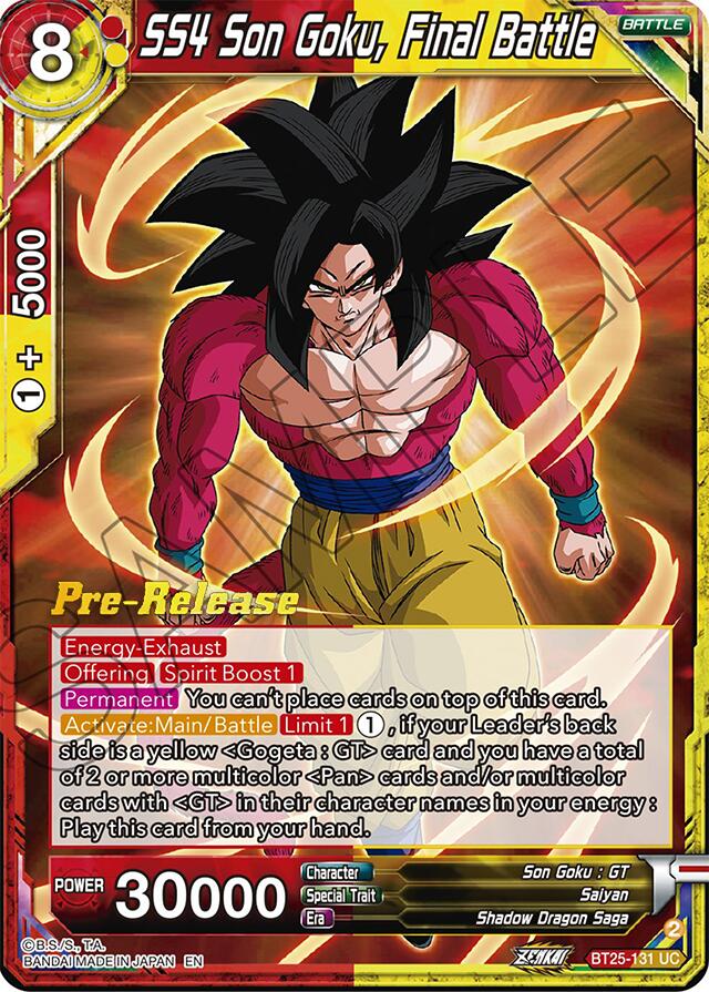 SS4 Son Goku, Final Battle (BT25-131) [Legend of the Dragon Balls Prerelease Promos] | Total Play