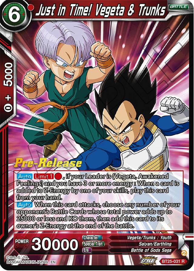 Just in Time! Vegeta & Trunks (BT25-031) [Legend of the Dragon Balls Prerelease Promos] | Total Play