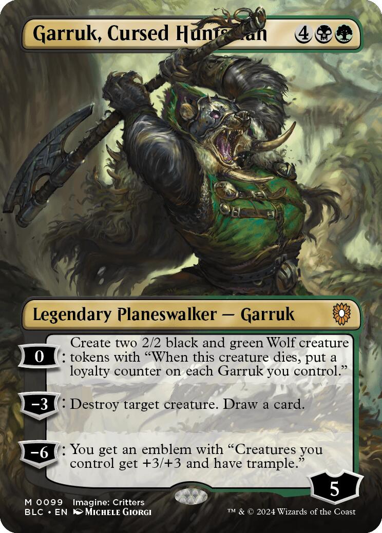Garruk, Cursed Huntsman (Borderless) [Bloomburrow Commander] | Total Play