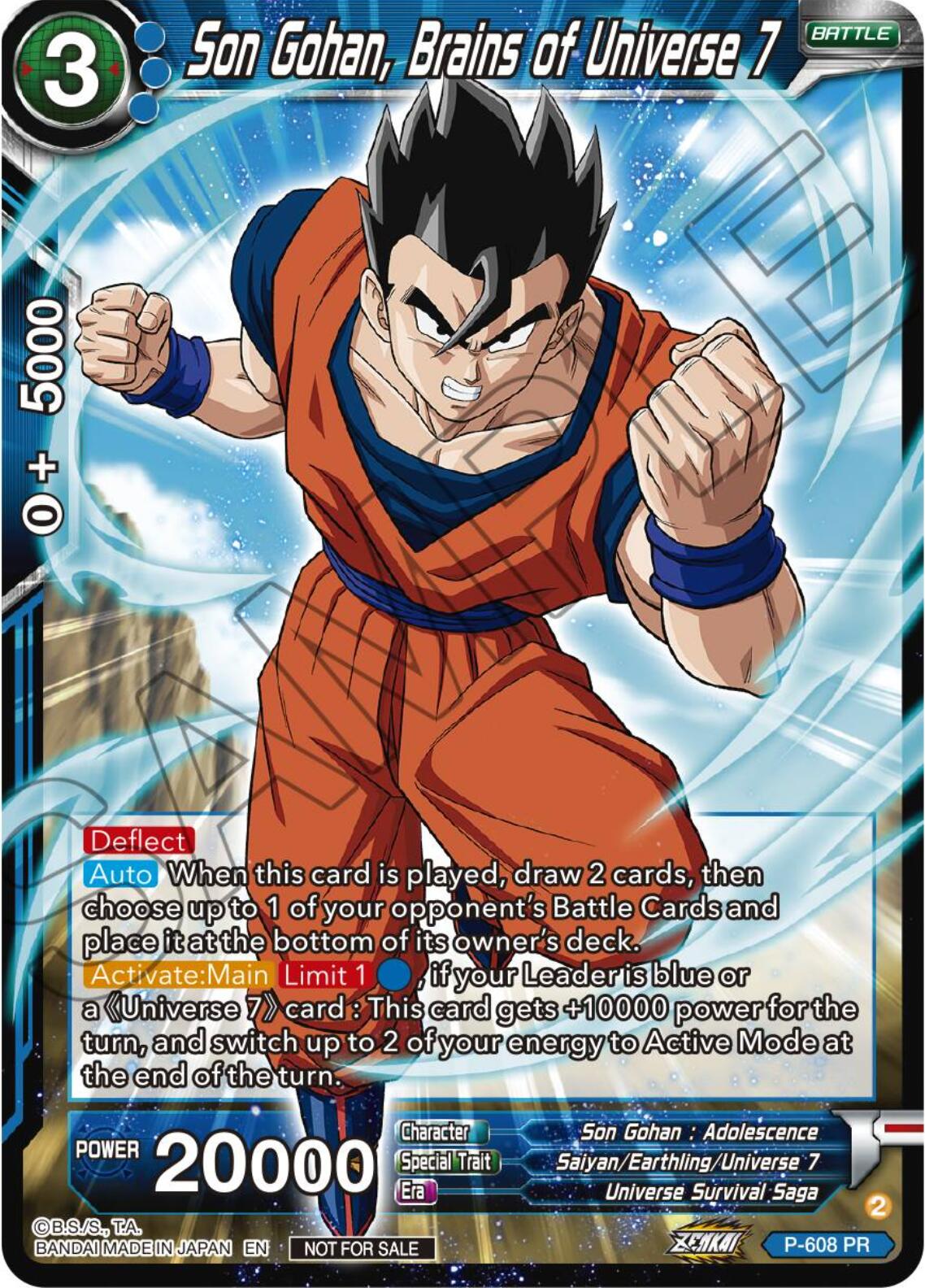 Son Gohan, Brains of Universe 7 (Tournament Pack Vol. 8) (P-608) [Promotion Cards] | Total Play