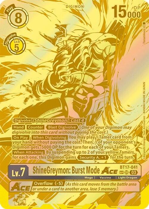 ShineGreymon: Burst Mode ACE [BT17-041] (Textured) [Secret Crisis] | Total Play