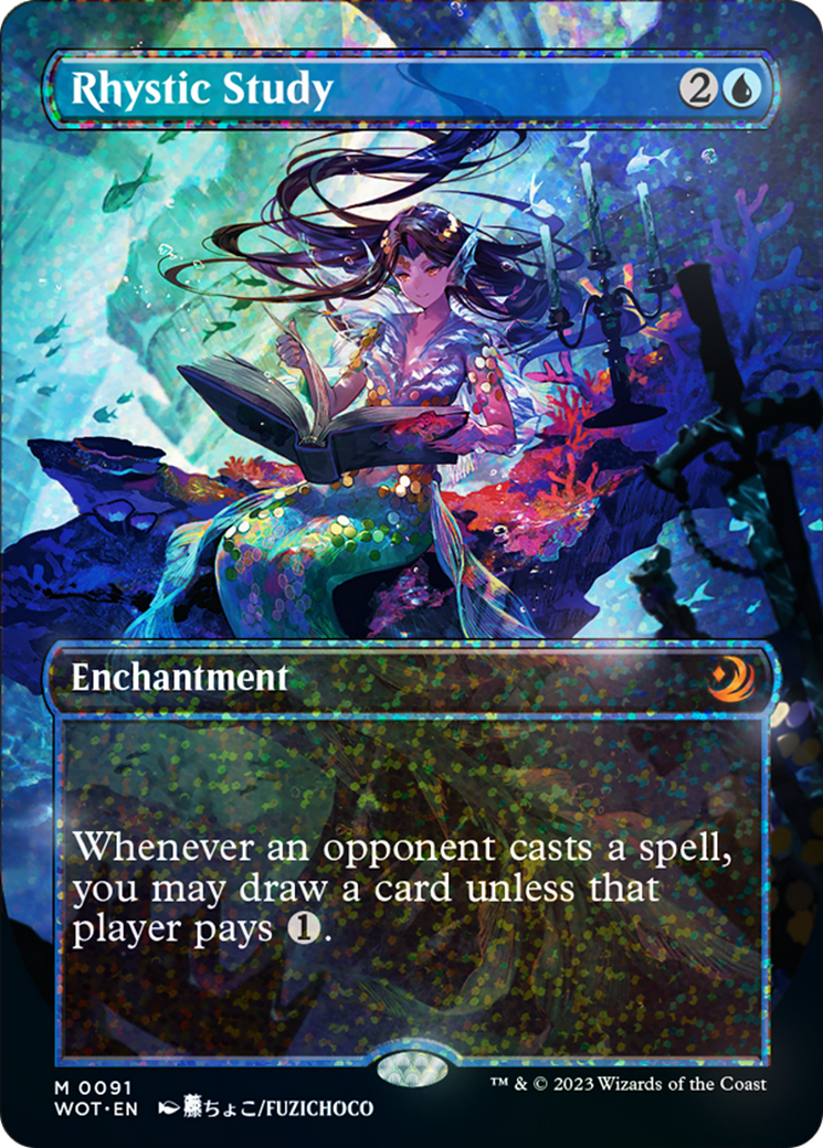 Rhystic Study (Anime Borderless) (Confetti Foil) [Wilds of Eldraine: Enchanting Tales] | Total Play