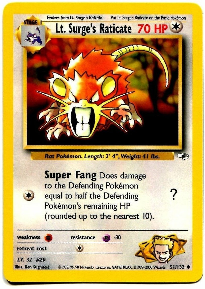 Lt. Surge's Raticate (51/132) [Gym Heroes Unlimited] | Total Play