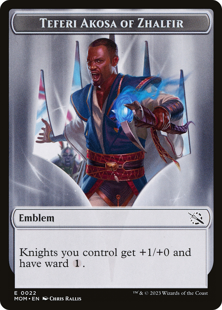 Treasure (20) // Teferi Akosa of Zhalfir Emblem Double-Sided Token [March of the Machine Tokens] | Total Play