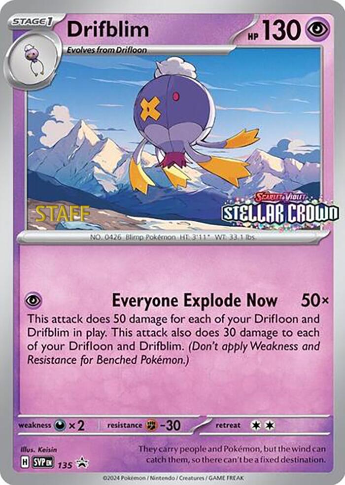 Drifblim (135) (Staff Promo) [Scarlet & Violet: Black Star Promos] | Total Play