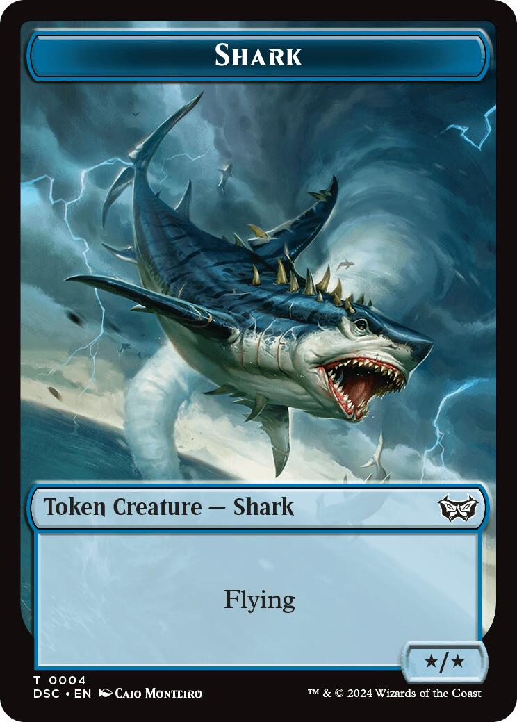 Shark // Copy Double-Sided Token [Duskmourn: House of Horror Commander Tokens] | Total Play