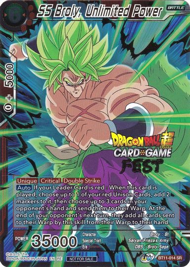 SS Broly, Unlimited Power (Card Game Fest 2022) (BT11-014) [Tournament Promotion Cards] | Total Play