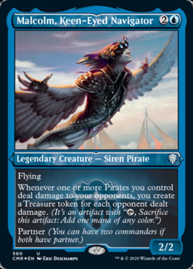 Malcolm, Keen-Eyed Navigator (Etched) [Commander Legends] | Total Play