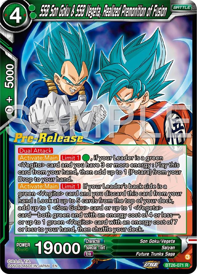 SSB Son Goku & SSB Vegeta, Realized Premonition of Fusion (BT26-071) [Ultimate Advent Prerelease Promos] | Total Play