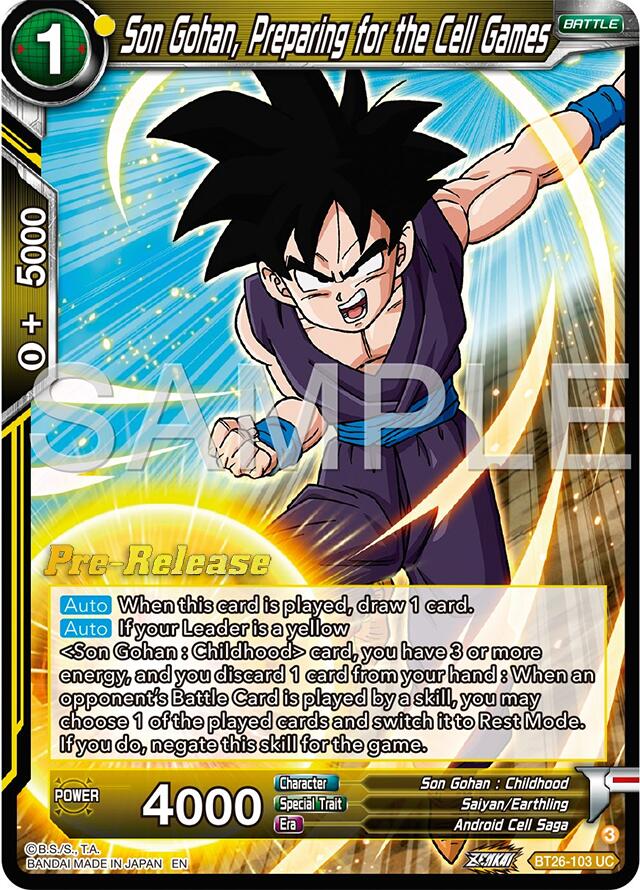 Son Gohan, Preparing for the Cell Games (BT26-103) [Ultimate Advent Prerelease Promos] | Total Play