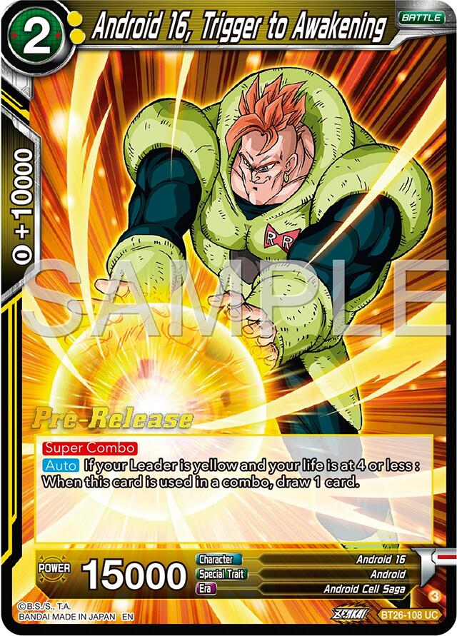 Android 16, Trigger to Awakening (BT26-108) [Ultimate Advent Prerelease Promos] | Total Play