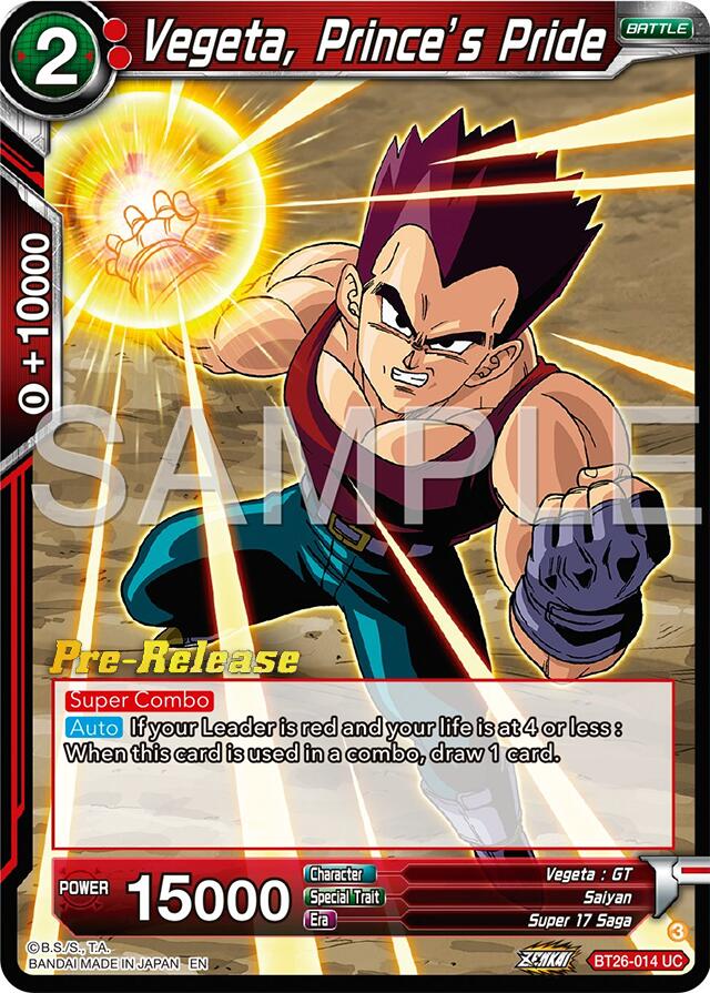 Vegeta, Prince's Pride (BT26-014) [Ultimate Advent Prerelease Promos] | Total Play