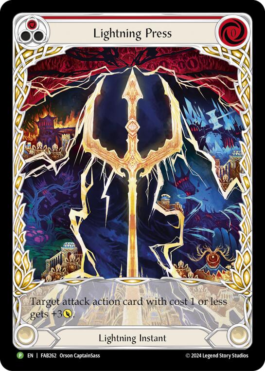Lightning Press (Red) (Extended Art) [FAB262] (Promo)  Rainbow Foil | Total Play
