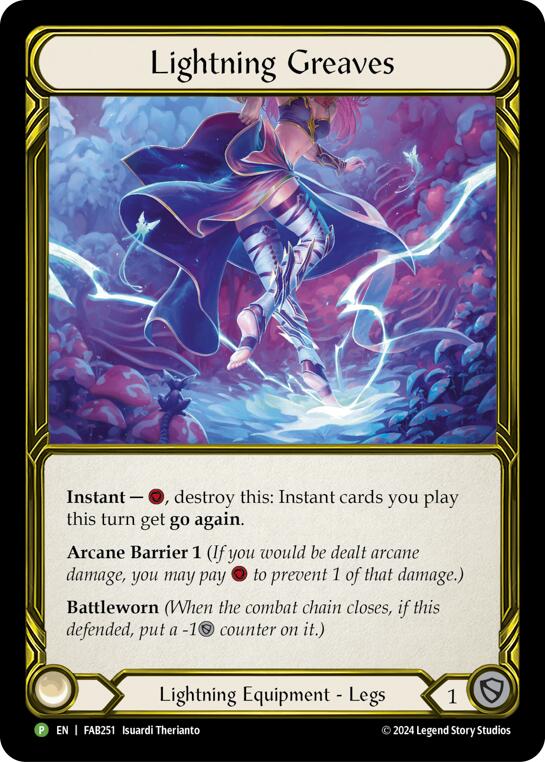 Lightning Greaves (Golden) [FAB251] (Promo)  Cold Foil | Total Play