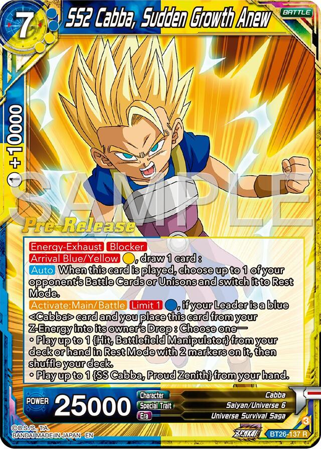 SS2 Cabba, Sudden Growth Anew (BT26-137) [Ultimate Advent Prerelease Promos] | Total Play