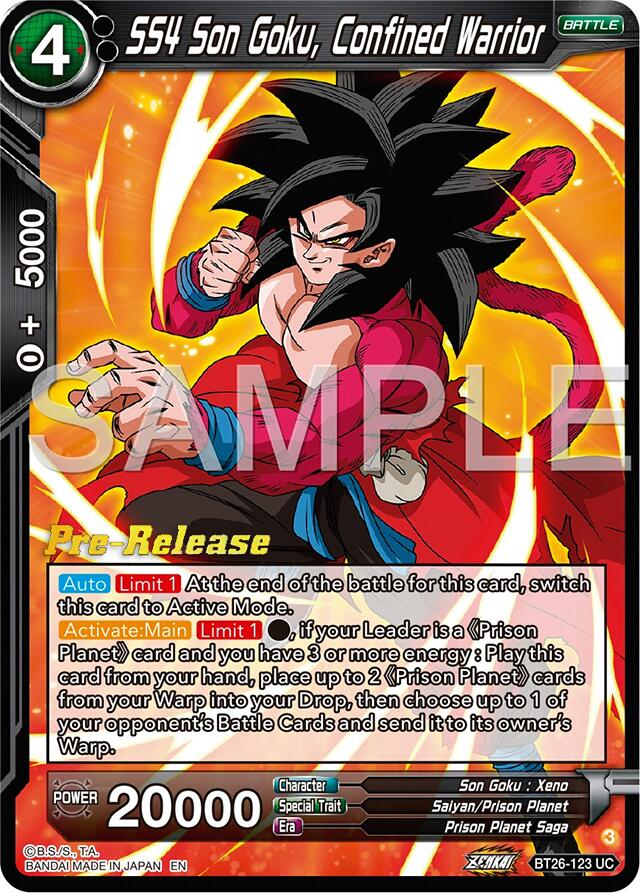 SS4 Son Goku, Confined Warrior (BT26-123) [Ultimate Advent Prerelease Promos] | Total Play