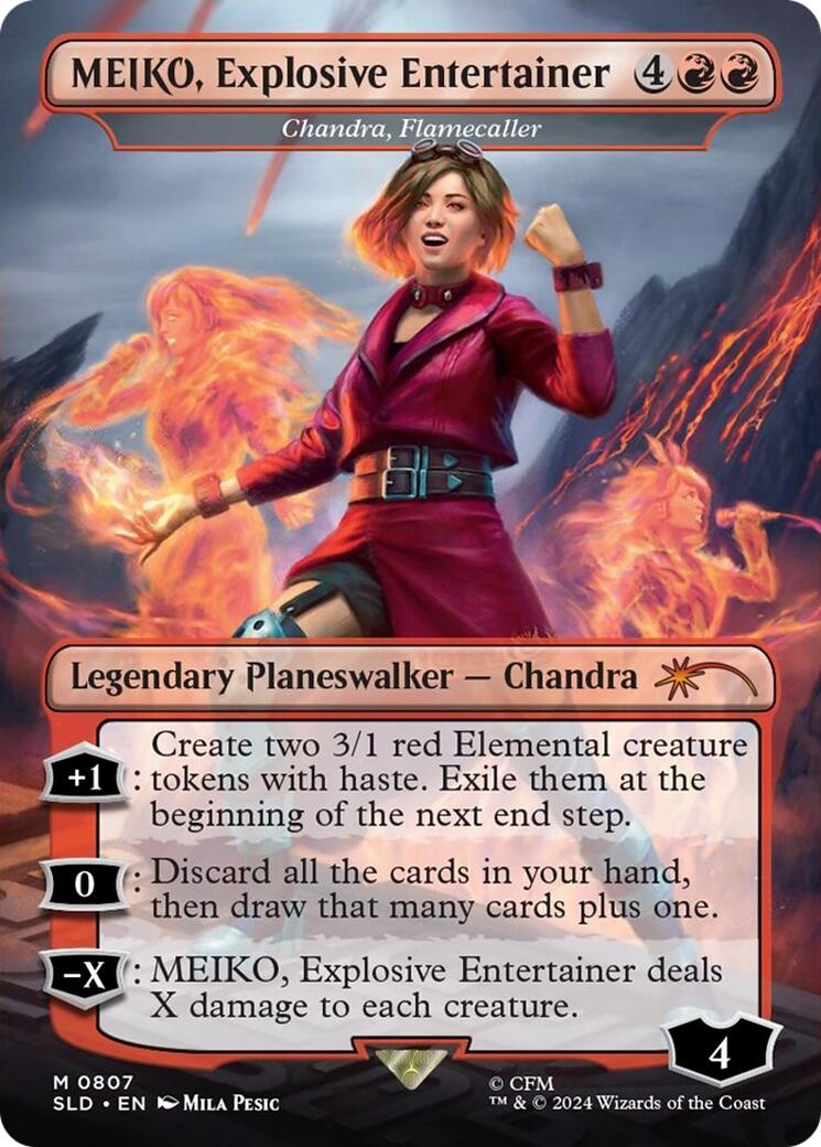 MEIKO, Explosive Entertainer - Chandra, Flamecaller (Rainbow Foil) (Japanese) [Secret Lair Drop Series] | Total Play