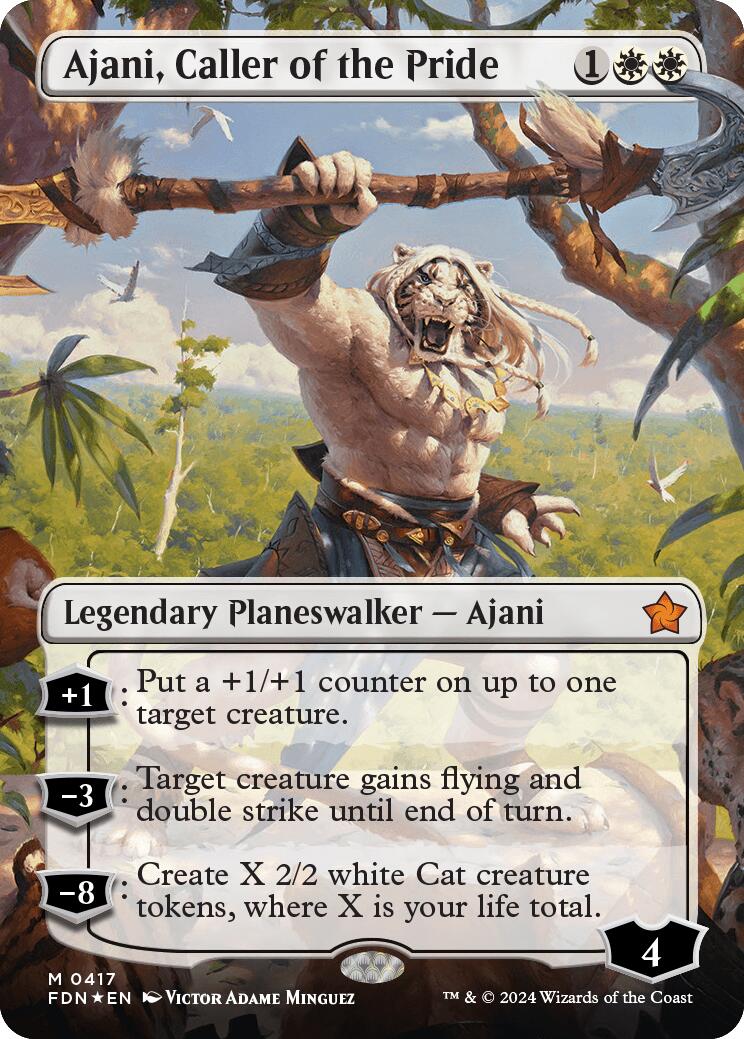 Ajani, Caller of the Pride (Borderless) (Mana Foil) [Foundations] | Total Play