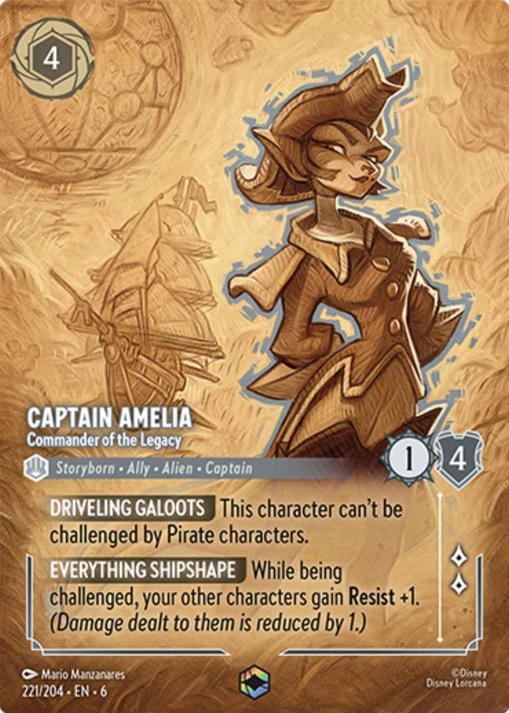 Captain Amelia - Commander of the Legacy (Enchanted) (221/204) [Azurite Sea] | Total Play