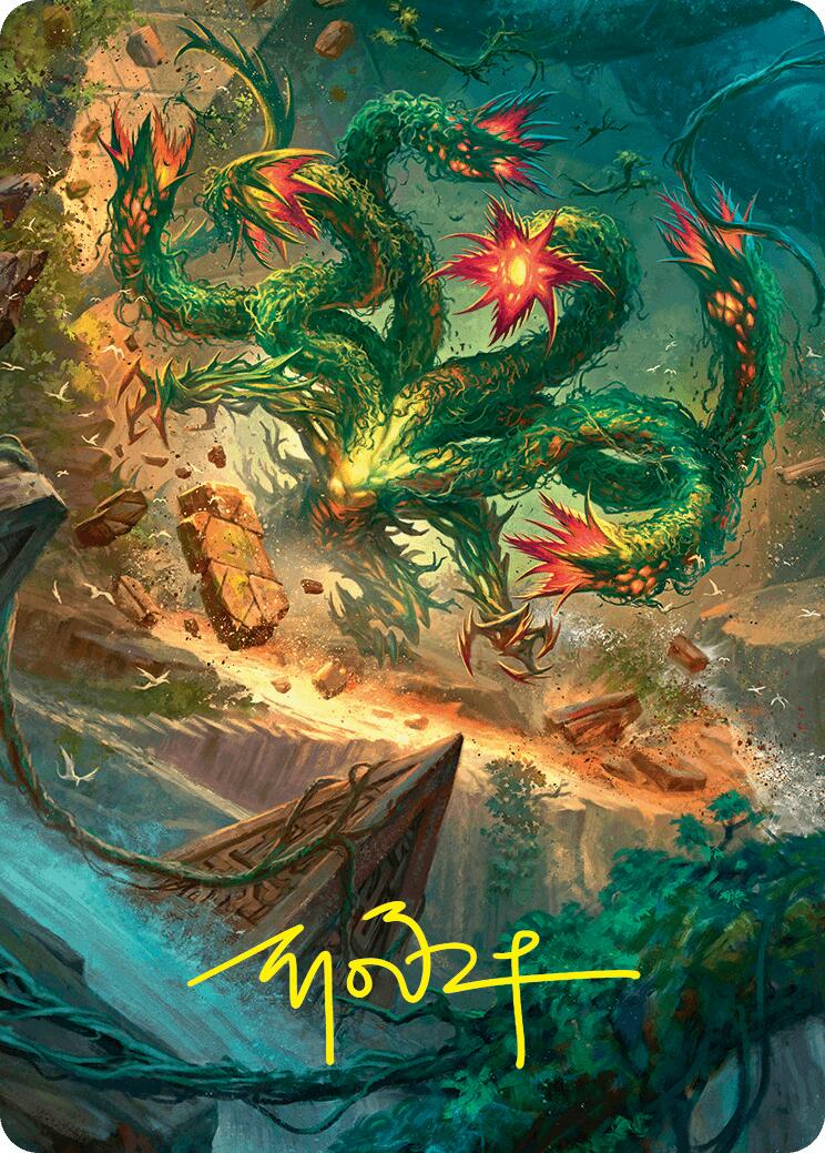 Mossborn Hydra Art Card (42/54) (Gold-Stamped Signature) [Foundations Art Series] | Total Play