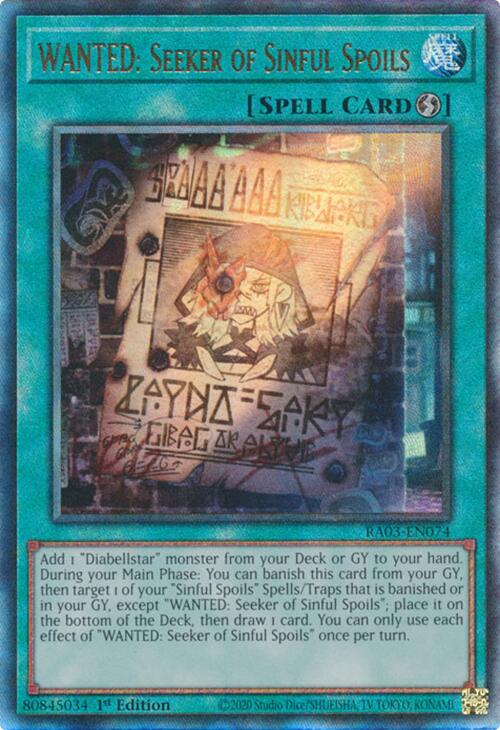 WANTED: Seeker of Sinful Spoils (UTR) [RA03-EN074] Prismatic Ultimate Rare | Total Play