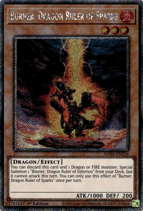 Burner, Dragon Ruler of Sparks (Platinum Secret Rare) [RA03-EN256] Platinum Secret Rare | Total Play