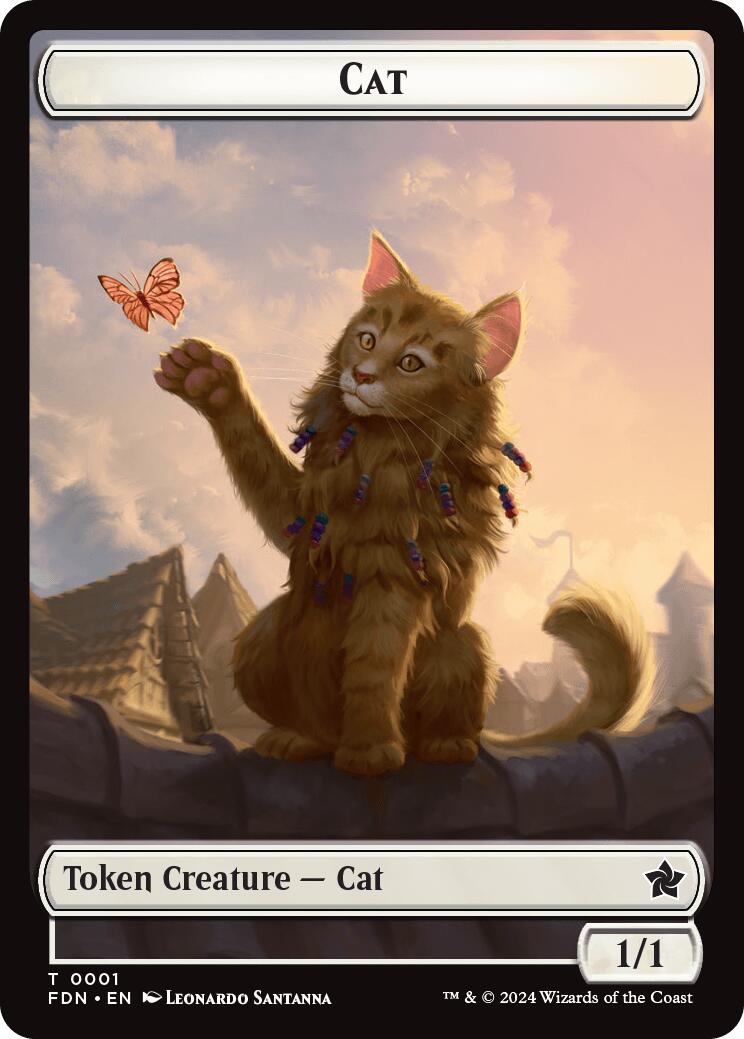 Spirit // Cat (0001) Doubled-Sided Token [Foundations Tokens] | Total Play