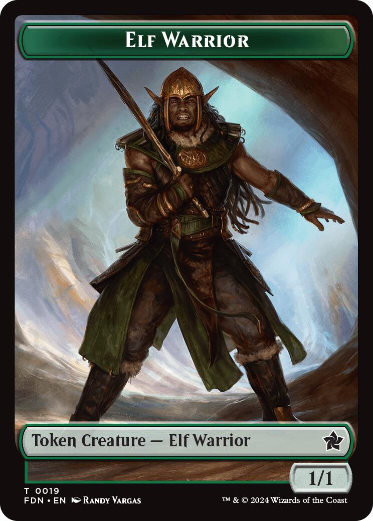 Elf Warrior // Raccoon Doubled-Sided Token [Foundations Tokens] | Total Play