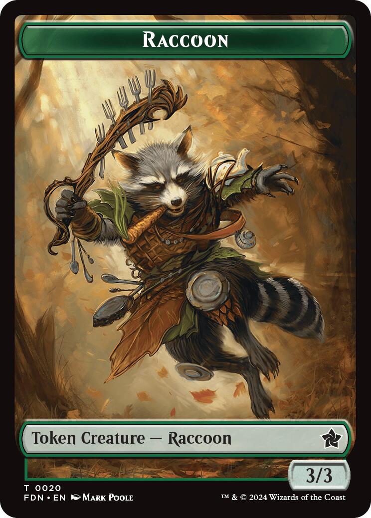 Elf Warrior // Raccoon Doubled-Sided Token [Foundations Tokens] | Total Play