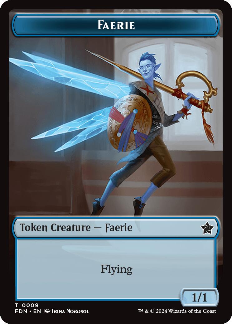 Faerie // Fish Doubled-Sided Token [Foundations Tokens] | Total Play