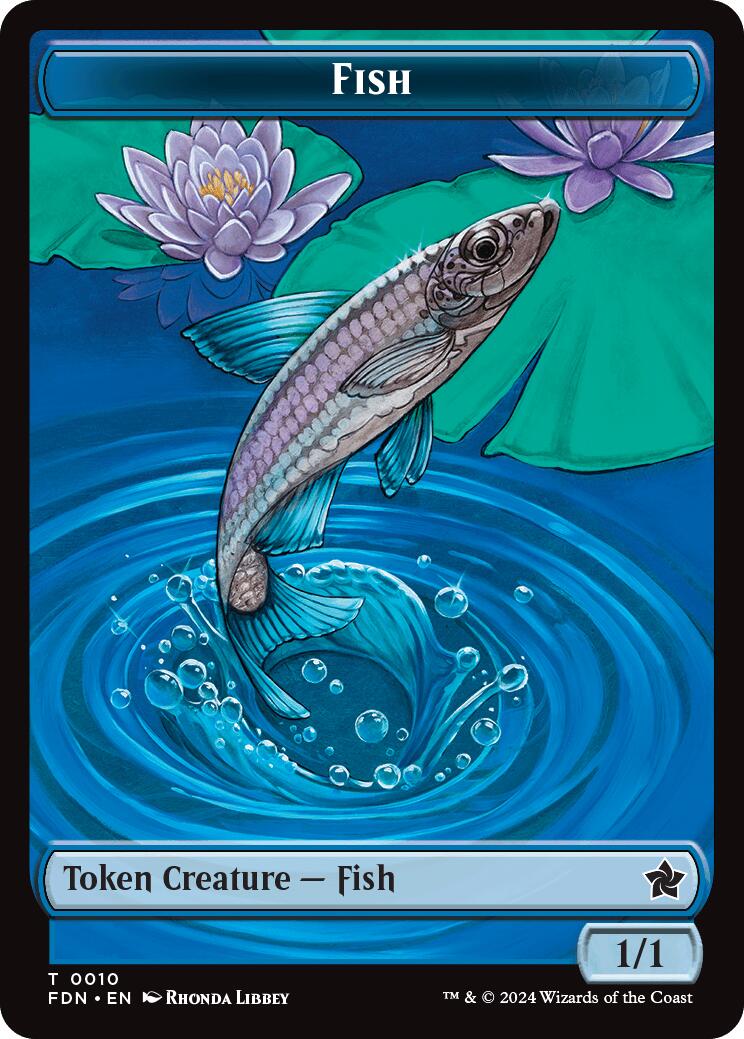 Faerie // Fish Doubled-Sided Token [Foundations Tokens] | Total Play