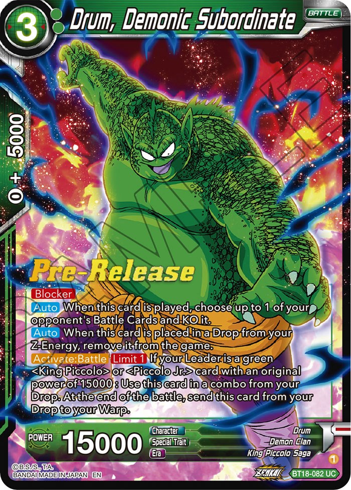 Drum, Demonic Subordinate (BT18-082) [Dawn of the Z-Legends Prerelease Promos] | Total Play