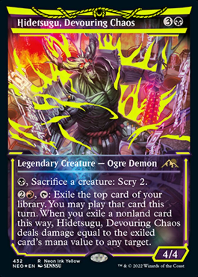 Hidetsugu, Devouring Chaos (Neon Ink Yellow) [Kamigawa: Neon Dynasty] | Total Play